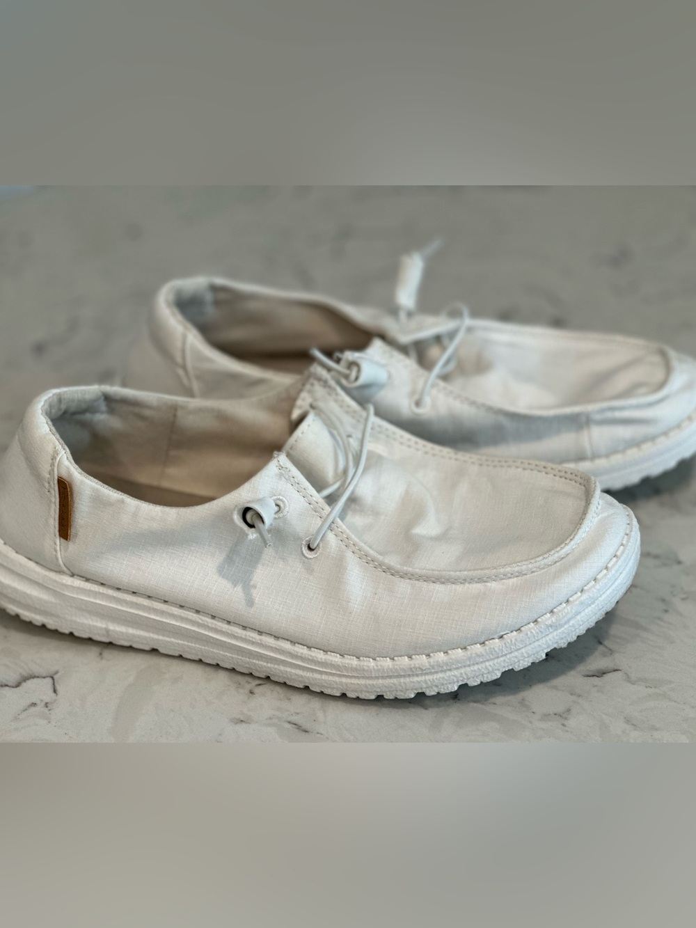 Hey Dude Women's White Canvas Slip-On Sneakers